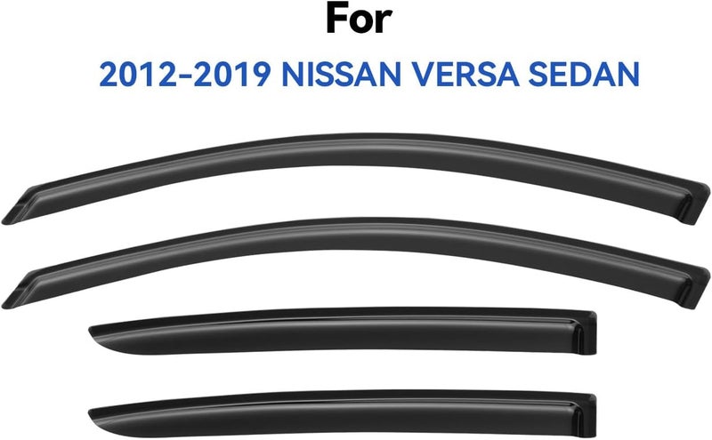 YQAUTEC Window Visors Rain Guards Shield for 2012-2019 Nissan Versa Sedan, Out-Channel Window Vent Wind Deflectors Visors Shades for 12-19 Nissan Versa - Image 2